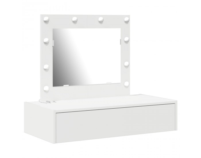 Sonata H Стенен тоалетен шкаф с LED светлини - Бял