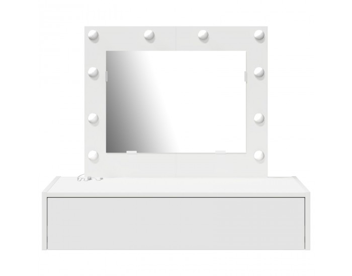 Sonata H Стенен тоалетен шкаф с LED светлини - Бял