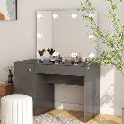 Sonata H Тоалетка с LED лампи, 110x55x145 см, МДФ, сияйно сиво - Тоалетки и Огледала