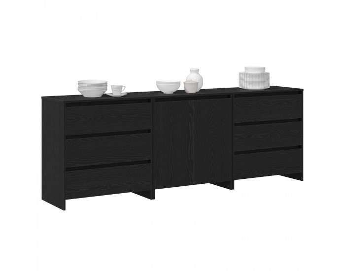 Sonata H 3-Частен Страничен Плот в Черен Дъб Инженерна Дървесина