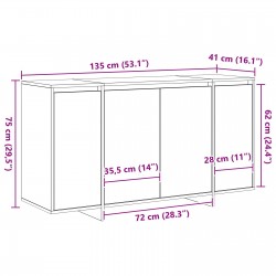 Sonata H Сив страничен шкаф Сив сонома Инженерна дървесина 135 x 41 x 75 см - Шкафове, Витрини, Модулни секции