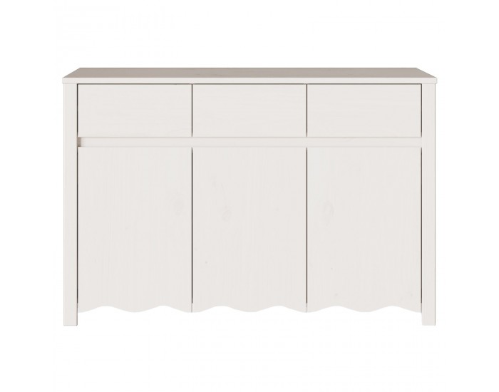 Sonata H Страничен шкаф ДРАММЕН Бяло 114x43x75,5 см Масивно дърво Бор