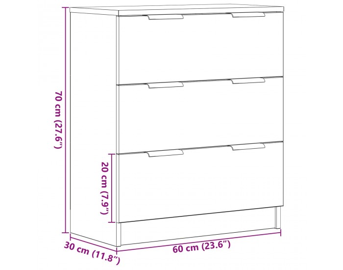 Sonata H Черен дъб шкаф 60x30x70 см Изработен от дървесина