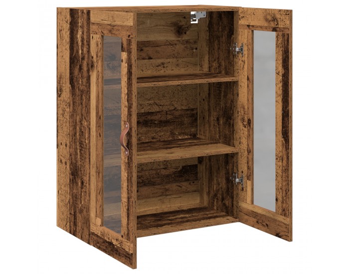 Sonata H Стенен шкаф с стъклени врати от старо дърво 69,5x34x90 см