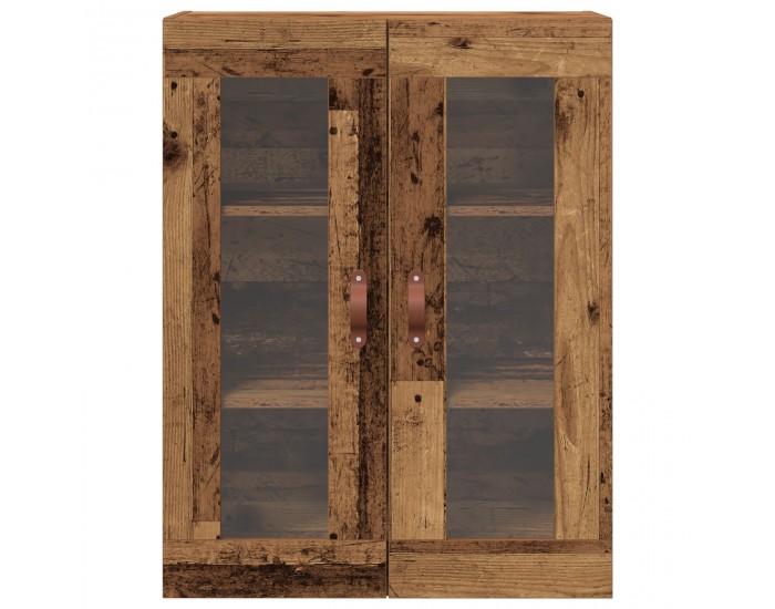 Sonata H Стенен шкаф с стъклени врати от старо дърво 69,5x34x90 см