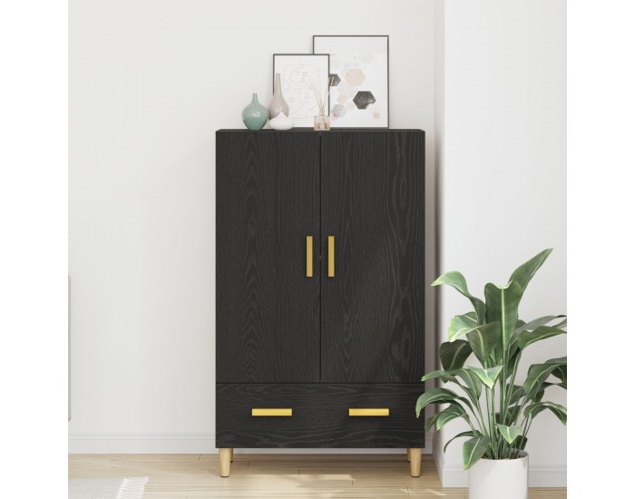 Sonata H Висок шкаф в черен дъб, 70x31x115 см, изработен от инженерна дървесина