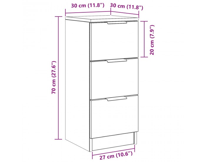 Sonata H Черен дъбов шкаф 30x30x70 см изработен от инженерна дървесина