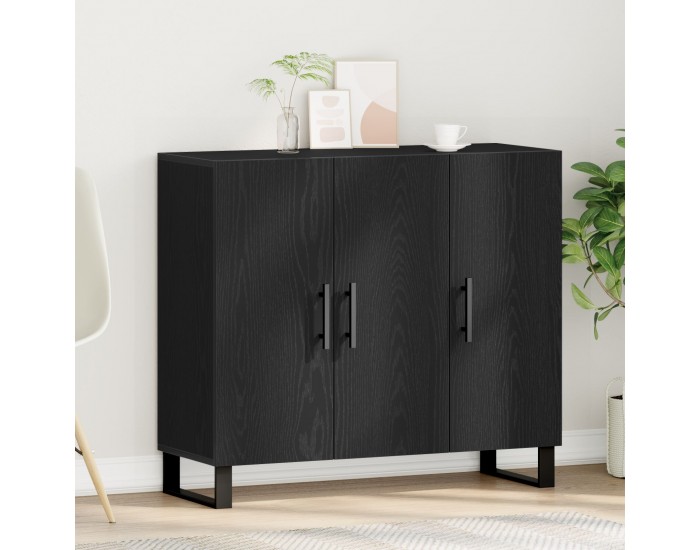 Sonata H Бюфет с 3 врати Черен дъб 90x34x80 см Инженерна дървесина