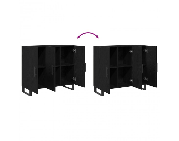 Sonata H Бюфет с 3 врати Черен дъб 90x34x80 см Инженерна дървесина