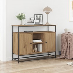 Страничен шкаф Sonata H Артизан Дъб 100x35x80 см от инженерна дървесина и стомана - Шкафове, Витрини, Модулни секции