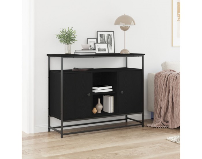 Sonata H Секретар Черен Дъб 100x35x80 см Инженерна Дървесина и Стомана