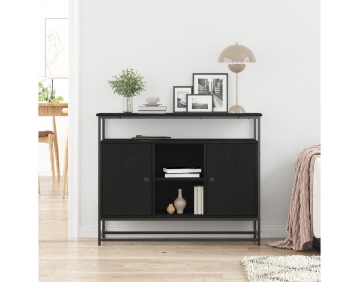 Sonata H Секретар Черен Дъб 100x35x80 см Инженерна Дървесина и Стомана