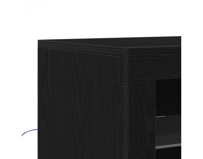 Sonata H страничен шкаф с LED светлини черен дъб 60,5x37x67 см