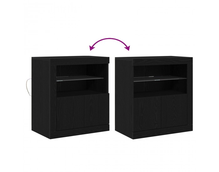 Sonata H страничен шкаф с LED светлини черен дъб 60,5x37x67 см