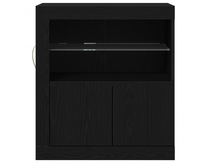 Sonata H страничен шкаф с LED светлини черен дъб 60,5x37x67 см