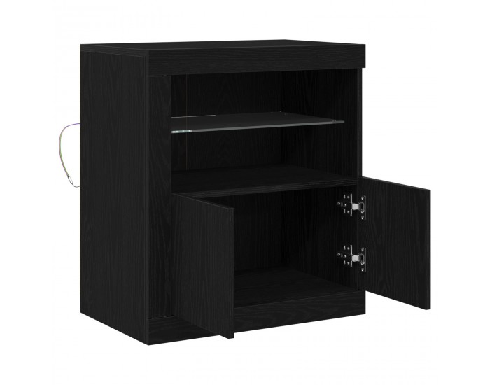 Sonata H страничен шкаф с LED светлини черен дъб 60,5x37x67 см