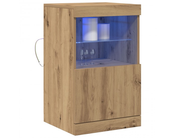 страничен бюфет Sonata H с LED светлини от занаятчийски дъб 41x37x67 см
