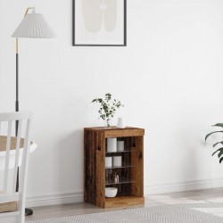 Sonata H Сайдборд с LED светлини Стара дървесина 41x37x67 см - Шкафове, Витрини, Модулни секции