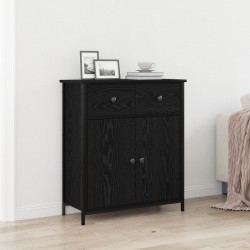 Sonata H Страничен шкаф Черен Дъб 70x30x80 см Инженерна дървесина и стомана - Шкафове, Витрини, Модулни секции