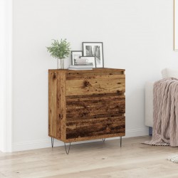 Стъклен шкаф с чекмеджета стара дървесина 60x35x70 см от инженерна дървесина - Шкафове, Витрини, Модулни секции