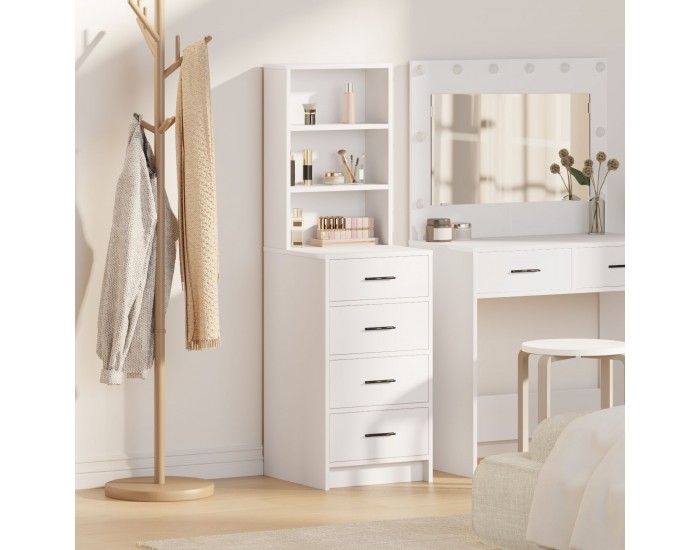 Sonata H Висок шкаф Бял 40x41x135 см Инженерна дървесина