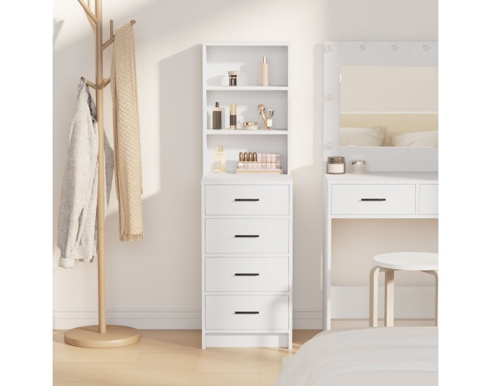 Sonata H Висок шкаф Бял 40x41x135 см Инженерна дървесина