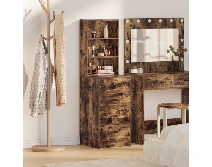 Sonata H Висок бюфет от опушен дъб 40x41x135 см от инженерна дървесина