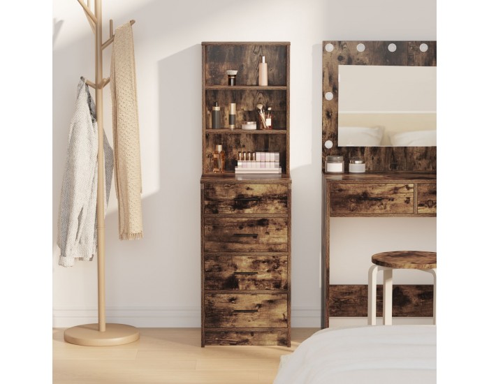 Sonata H Висок бюфет от опушен дъб 40x41x135 см от инженерна дървесина