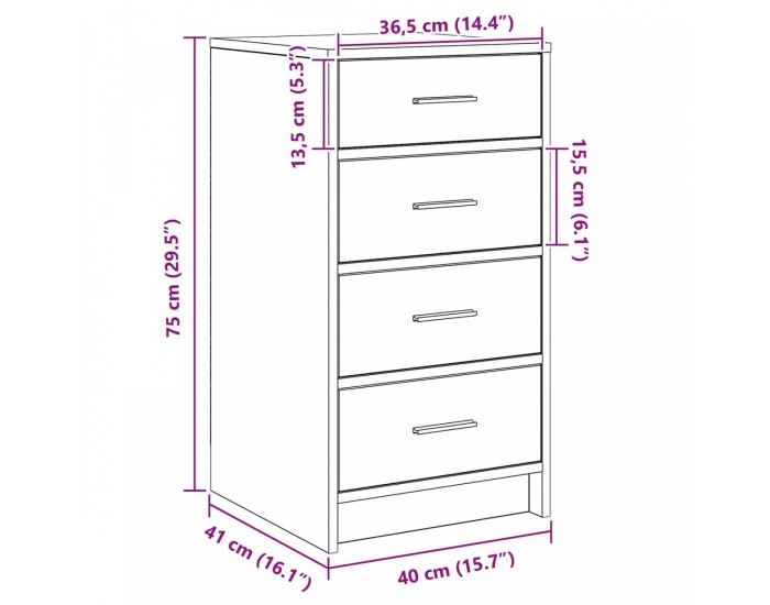 Sonata H сив шкаф 40x41x75 см от инженерна дървесина