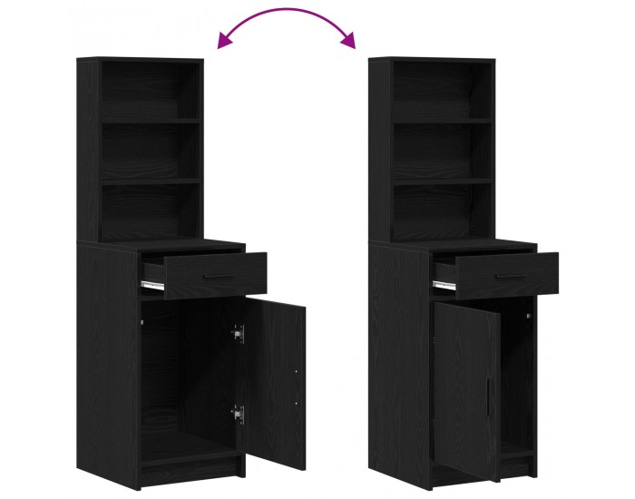 Sonata H Висок шкаф в черен дъб - 40x41x135 см, Изработен от инженерна дървесина