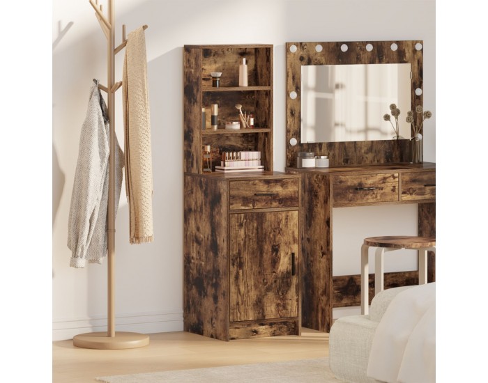 Sonata H Висок шкаф в опушен дъб, 40x41x135 см, Изработен от инженерна дървесина