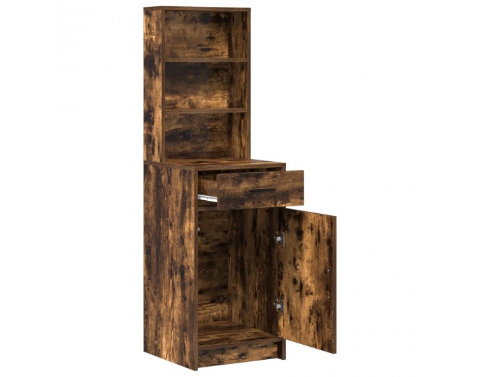 Sonata H Висок шкаф в опушен дъб, 40x41x135 см, Изработен от инженерна дървесина