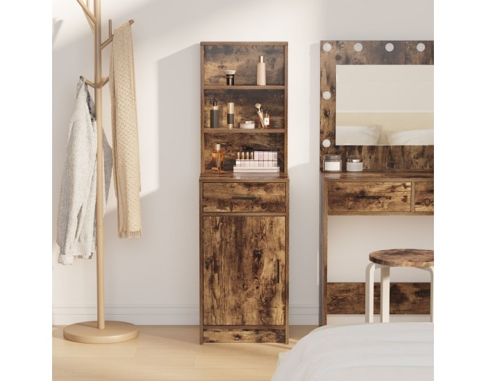 Sonata H Висок шкаф в опушен дъб, 40x41x135 см, Изработен от инженерна дървесина