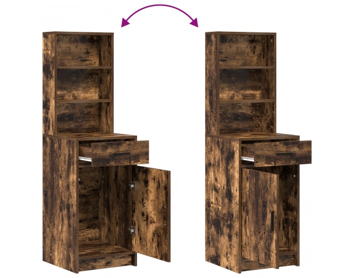 Sonata H Висок шкаф в опушен дъб, 40x41x135 см, Изработен от инженерна дървесина