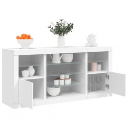Sonata H Сайдборд с LED светлини, бял, 142,5x37x67 см - Шкафове, Витрини, Модулни секции