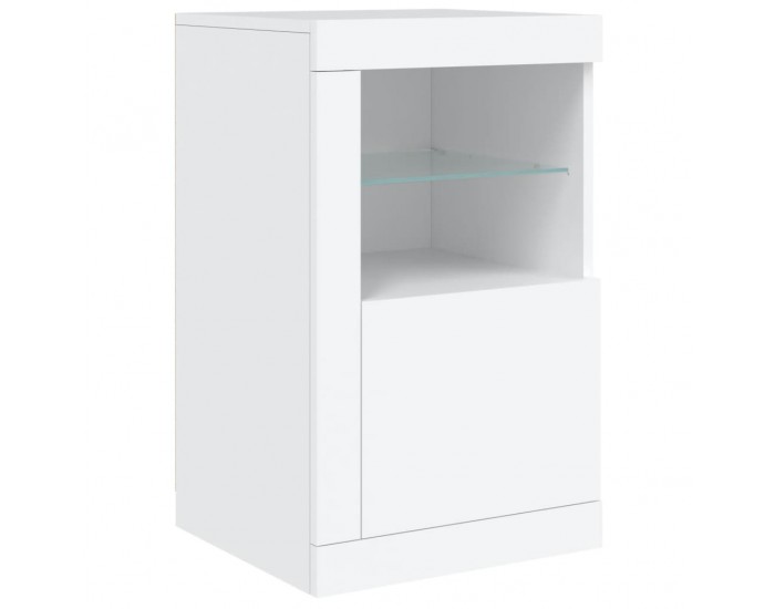 Sonata H Сайдборд с LED светлини, бял, 142,5x37x67 см