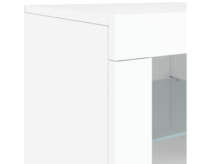 Sonata H Сайдборд с LED светлини, бял, 142,5x37x67 см