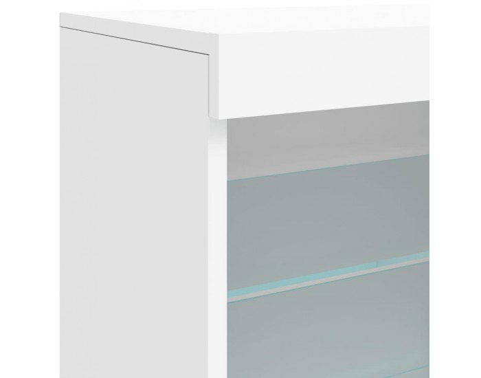Sonata H Сайдборд с LED светлини, бял, 142,5x37x67 см