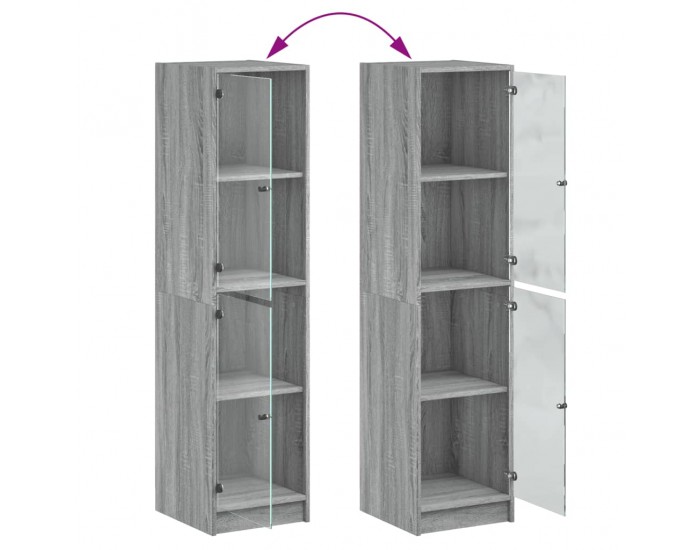 Sonata H Висок шкаф със стъклена врати, сив сонома, 35x37x142 см