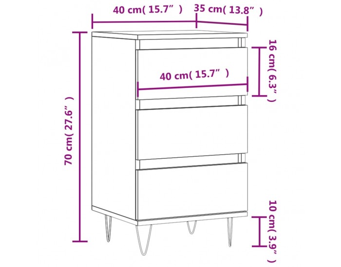 Sonata H Бюфет опушен дъб 40x35x70 см инженерно дърво