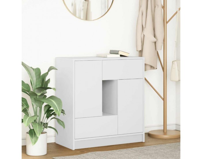 Sonata H Бюфет с чекмеджета и вратички, бял, 70,5x34x74,5 см