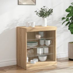 Sonata H Сайдборд с LED светлини, сонома дъб, 60,5x37x67 см - Шкафове, Витрини, Модулни секции