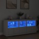 Sonata H Сайдборд с LED светлини, бял, 162x37x67 см