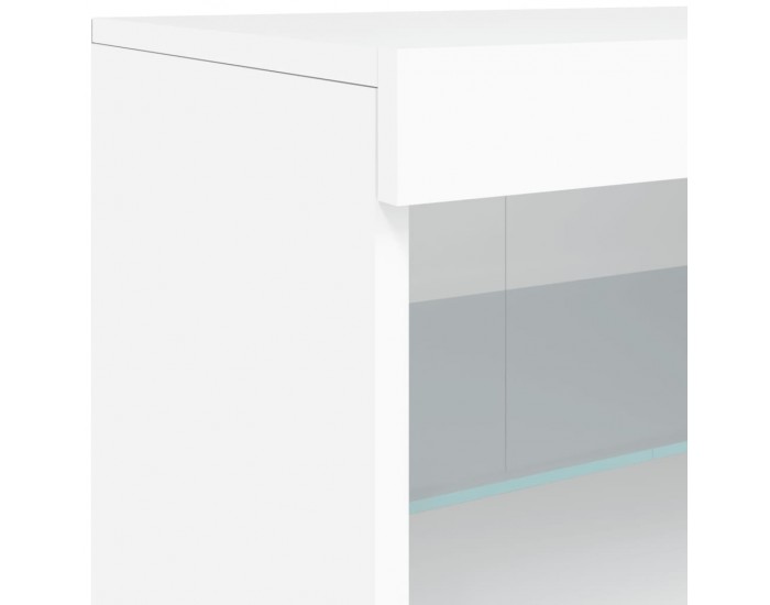 Sonata H Сайдборд с LED светлини, бял, 162x37x67 см