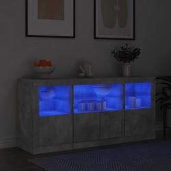 Sonata H Сайдборд с LED светлини, бетонно сив, 142,5x37x67 см - Шкафове, Витрини, Модулни секции
