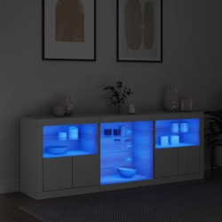 Sonata H Сайдборд с LED светлини, бял, 181,5x37x67 см - Шкафове, Витрини, Модулни секции