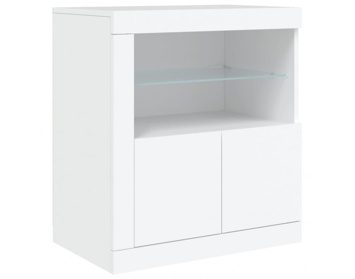 Sonata H Сайдборд с LED светлини, бял, 181,5x37x67 см