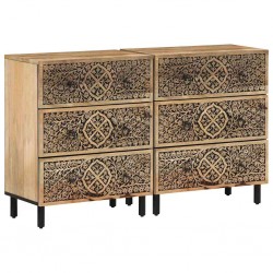 Sonata H Странични шкафове 2 бр 60x33x75 см манго масивно дърво - Шкафове, Витрини, Модулни секции
