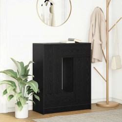 Sonata H Бюфет с чекмеджета и вратички, черно и дъб, 73x31x90 см - Дневна