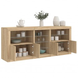 Sonata H Сайдборд с LED светлини, сонома дъб, 181,5x37x67 см - Шкафове, Витрини, Модулни секции